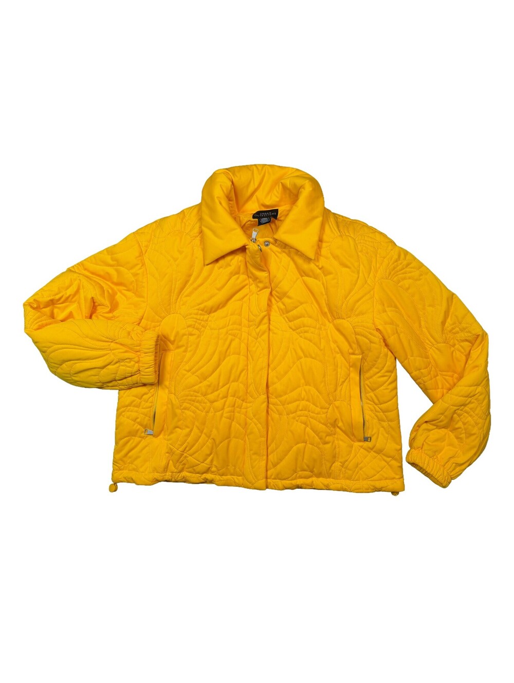 Urban Outfitters Quilted Puffer Jacket Womens Small Yellow Gold Cropped Zip Coat